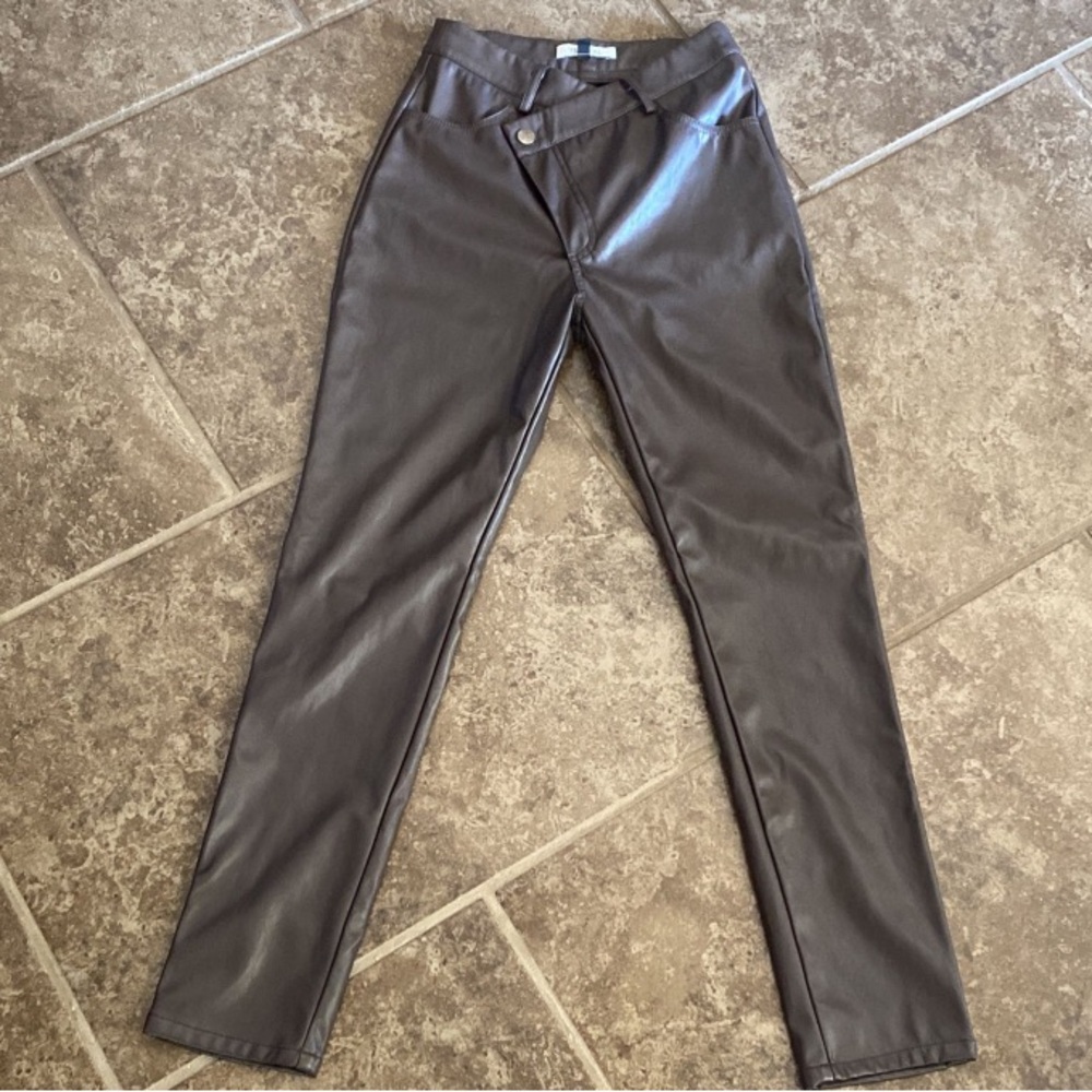 12th Tribe Brown Leather Pants
